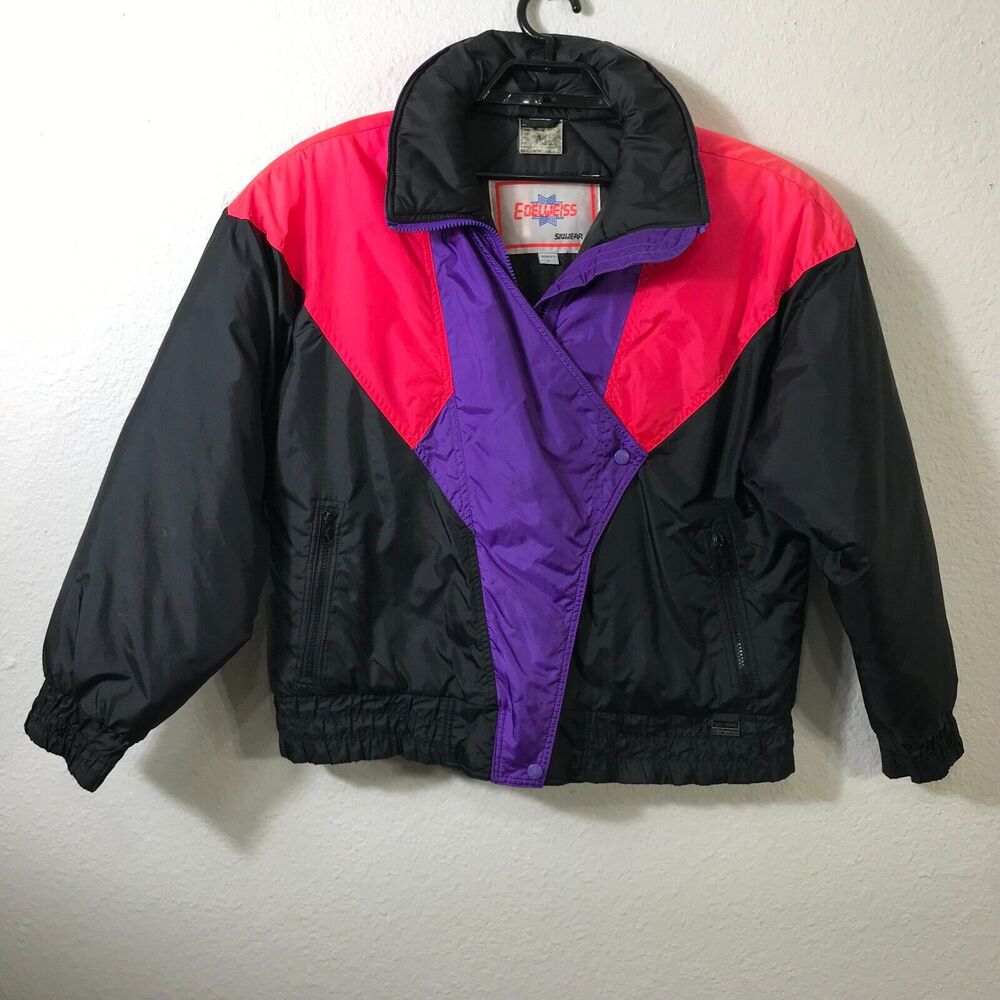 Edelweiss Skiwear Women's Puffer Ski Snow Jacket Size L Vintage Colorblock Coat‎